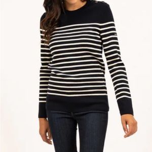 Breton Striped Sweater with Jacquard Elbow Patch (Size M)